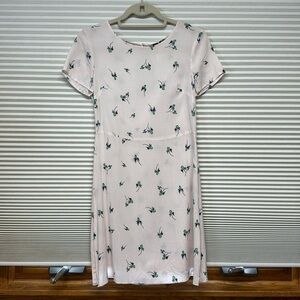 Free People Light Blush Pink Floral Print Sheer Short Sleeve Shift Dress